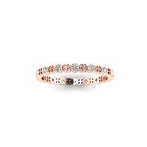 Rose gold diamond four-leaf clover stackable ring