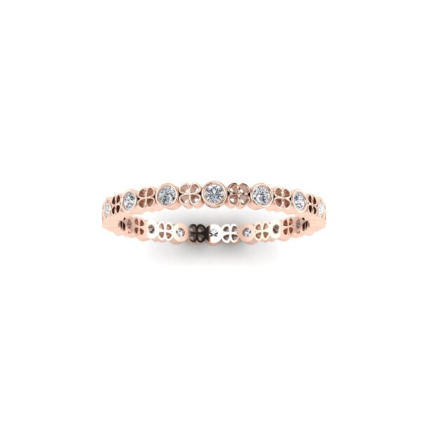 Rose gold diamond four-leaf clover stackable ring