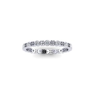 White gold diamond four-leaf clover stackable ring