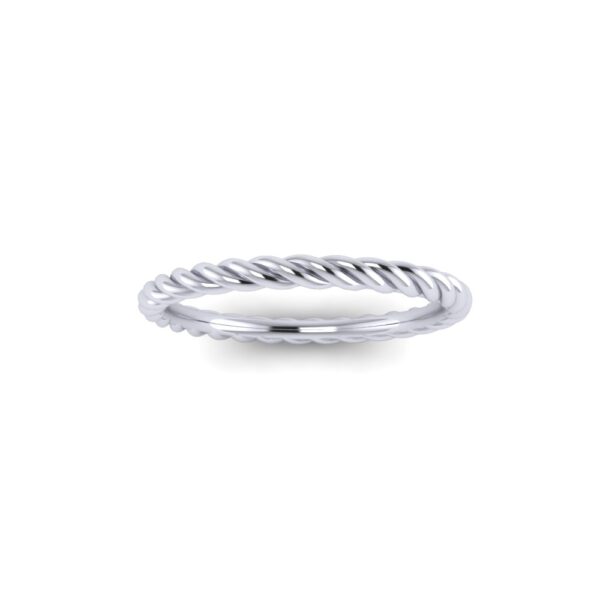 White gold wide twisted stackable ring