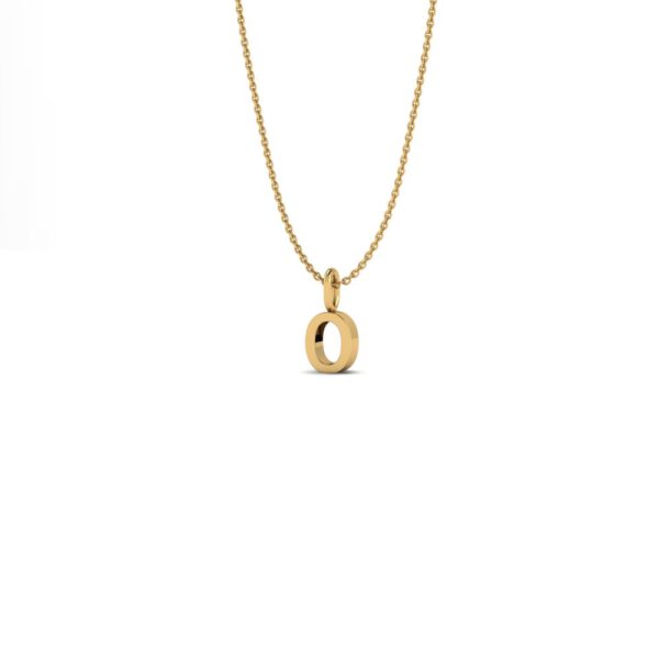 Basic Initials yellow gold number pendant 0