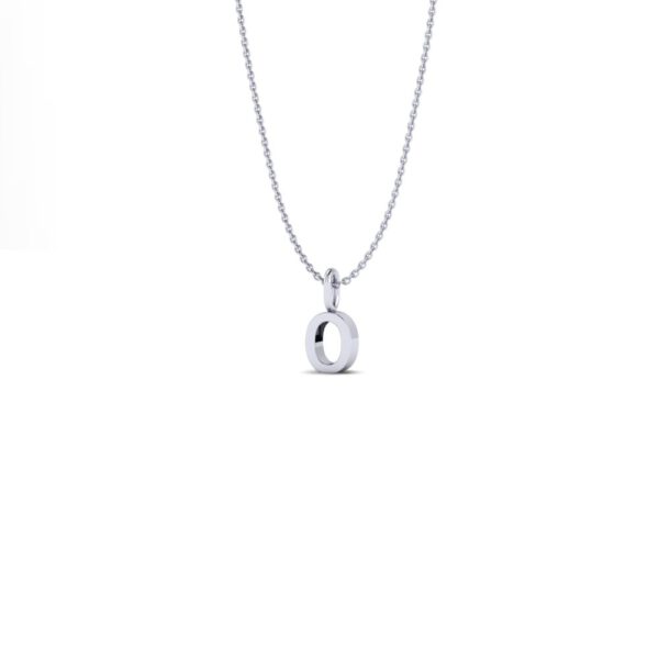 Basic Initials white gold number pendant necklace 0