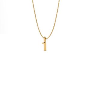 Basic Initials yellow gold number pendant 1