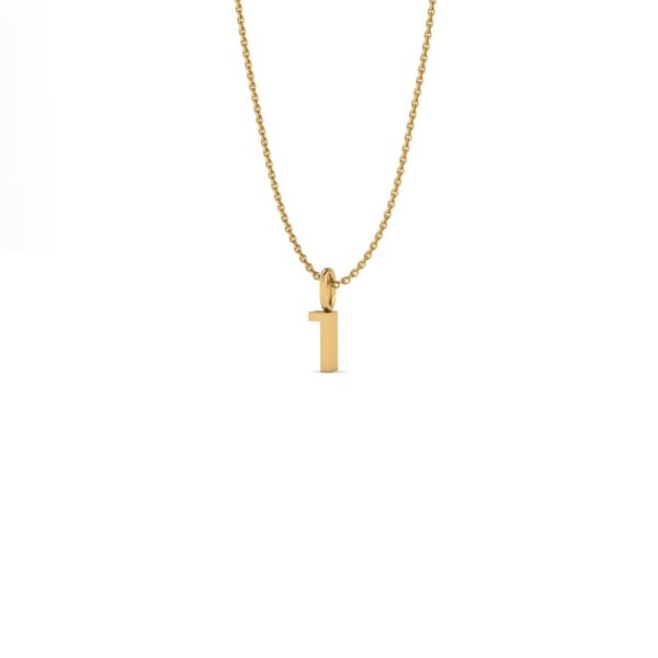 Basic Initials yellow gold number pendant 1