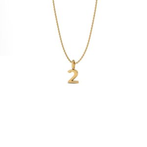 Basic Initials yellow gold number pendant 2