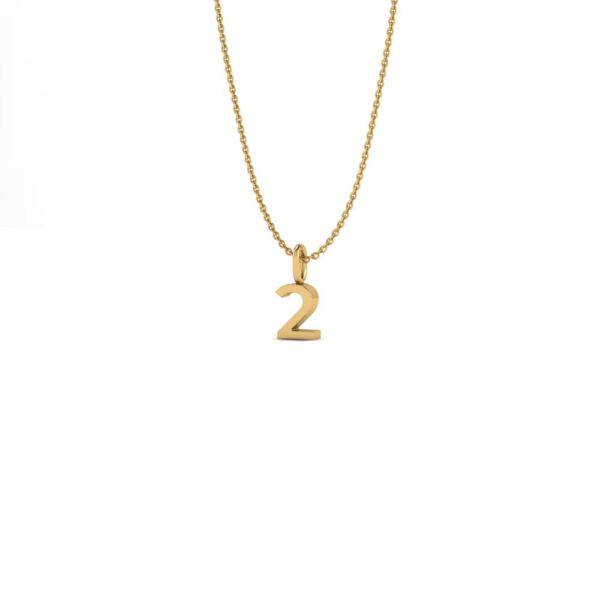 Basic Initials yellow gold number pendant 2