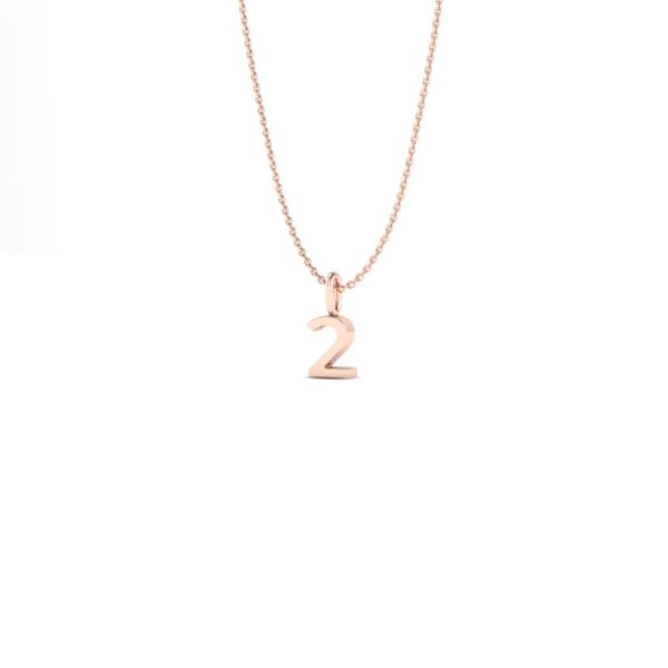 Basic Initials rose gold number pendant necklace 2