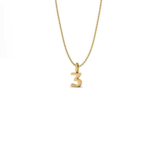 Basic Initials yellow gold number pendant 3