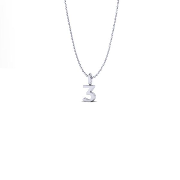 Basic Initials white gold number pendant necklace 3