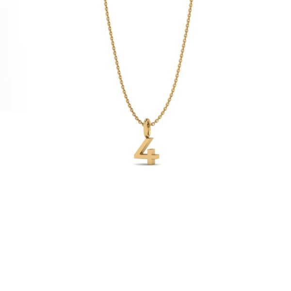 Basic Initials yellow gold number pendant 4
