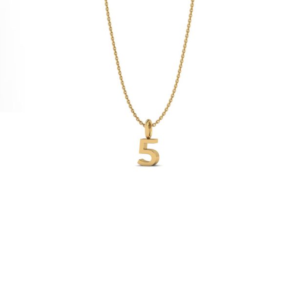 Basic Initials yellow gold number pendant 5