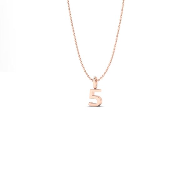 Basic Initials rose gold number pendant necklace 5