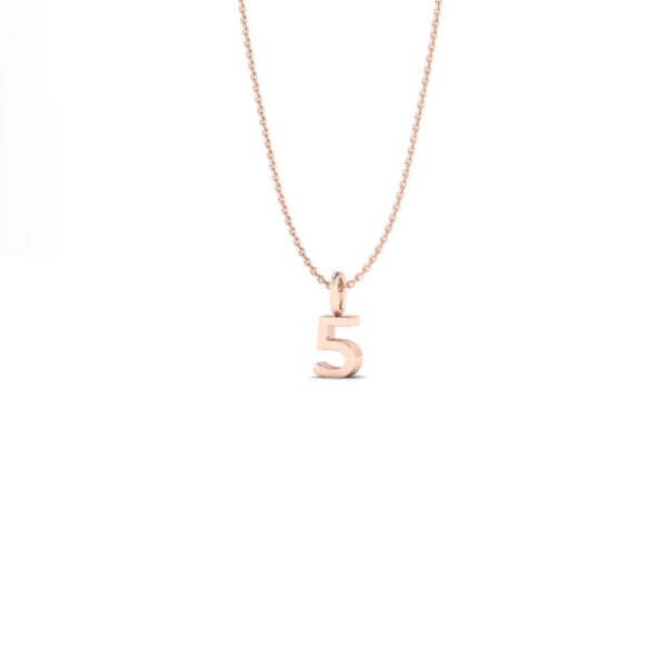 Basic Initials roségouden hanger met cijfer 5