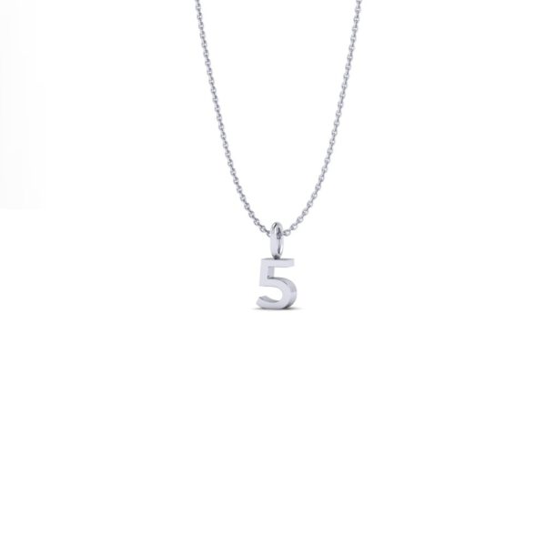 Basic Initials white gold number pendant necklace 5