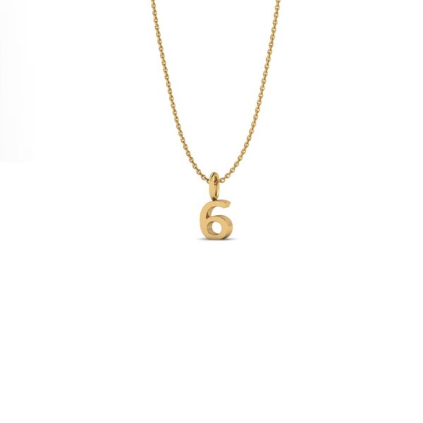 Basic Initials yellow gold number pendant 6
