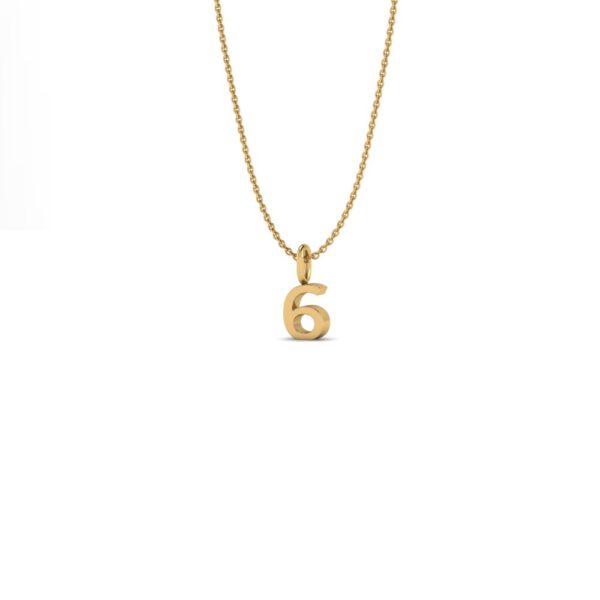 Basic Initials geelgouden hanger met cijfer 6