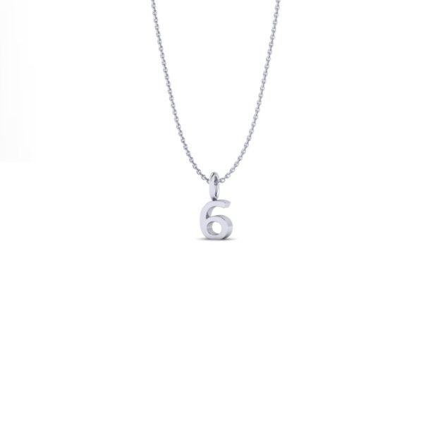 Basic Initials white gold number pendant necklace 6