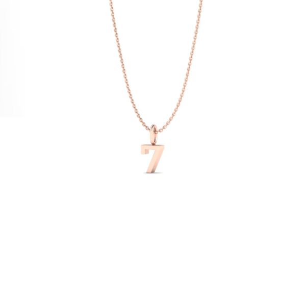 Basic Initials rose gold number pendant necklace 7