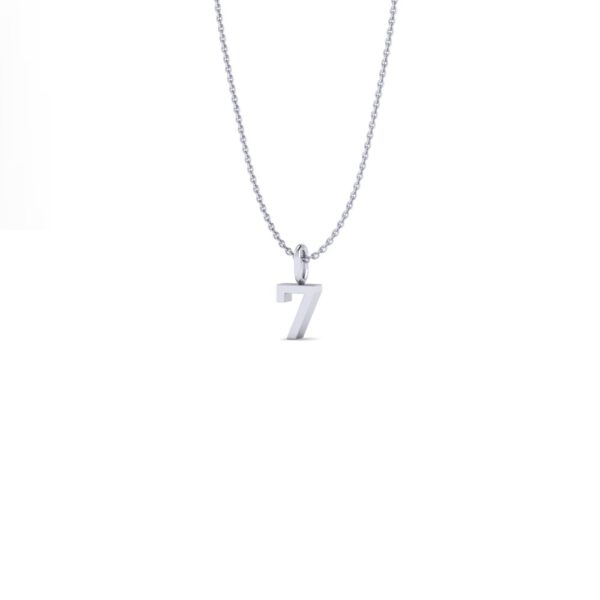 Basic Initials white gold number pendant necklace 7