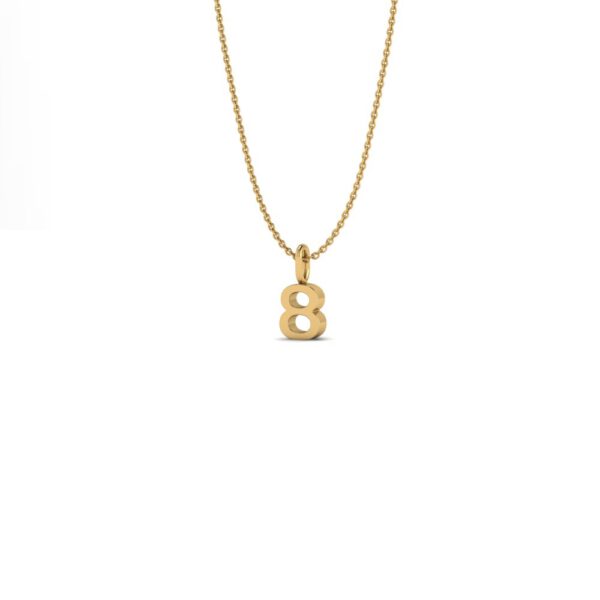 Basic Initials yellow gold number pendant 8