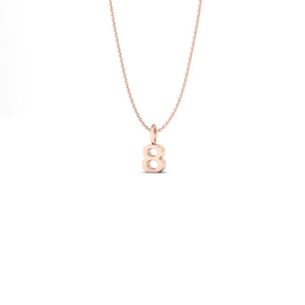 Basic Initials rose gold number pendant necklace 8
