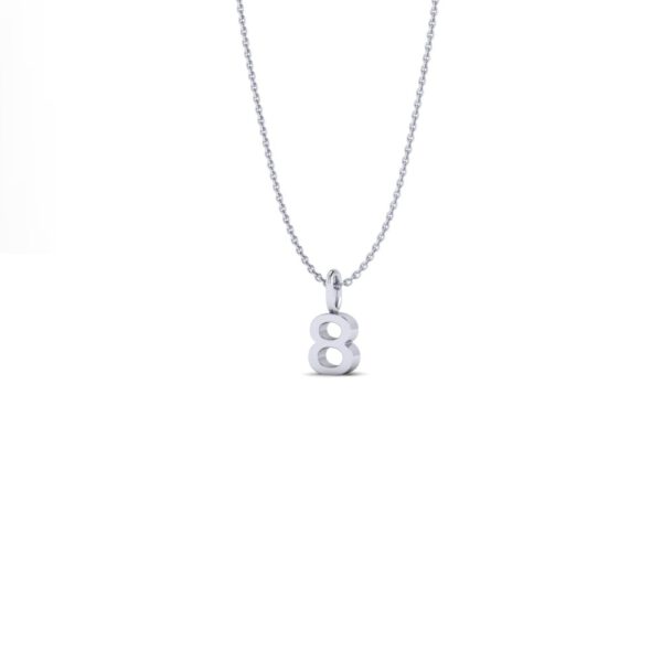 Basic Initials white gold number pendant necklace 8