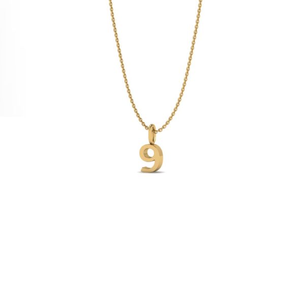 Basic Initials yellow gold number pendant 9