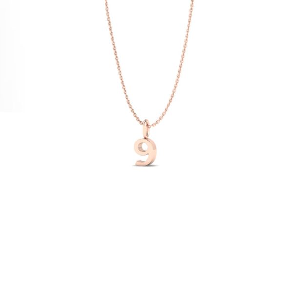 Basic Initials rose gold number pendant necklace 9