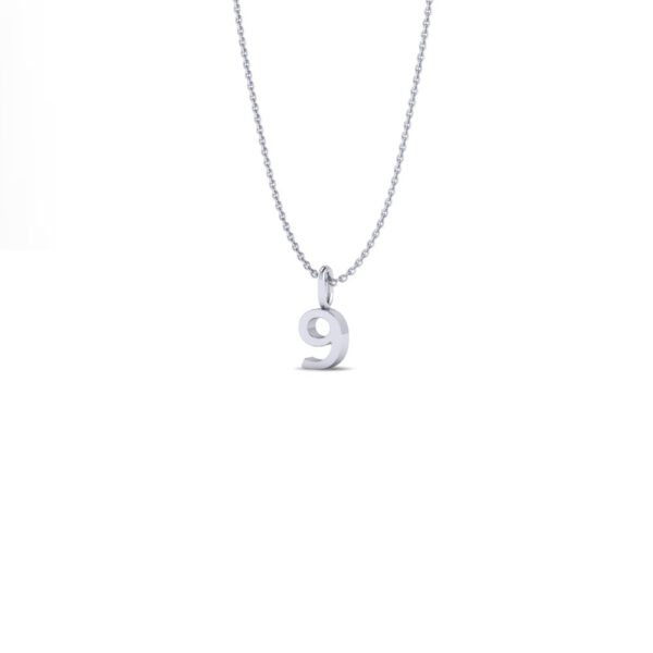 Basic Initials white gold number pendant necklace 9