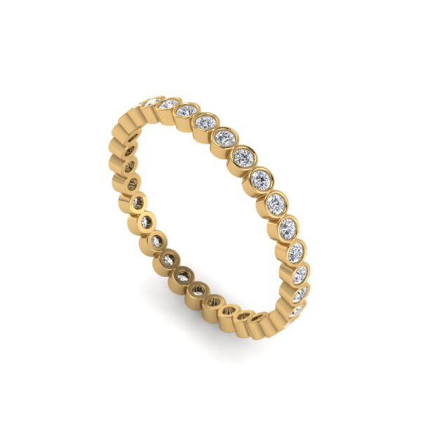 Yellow gold round diamond eternity ring side